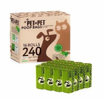 #ad Pet N Pet Poop Bags For Dogs 240 Counts Compostable Dog Poop Bags 16 green rolls $27.99