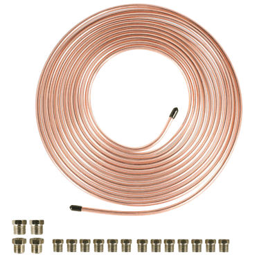 #ad 3 16 OD Copper Nickel Brake Line Tubing Kit 25 Foot Coil Roll all Size Fittings $14.95