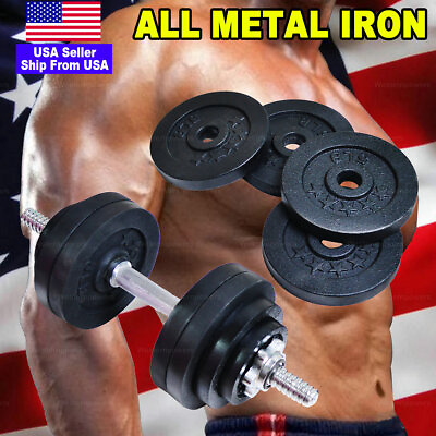 #ad All Iron 50lb 52.5lb Adjustable Weight Dumbbell GYM Full Metal Black Plated $84.00