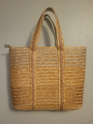 #ad Woven Straw Tote Handbag Women#x27;s Summer Beach Purse Very Well Made $23.75