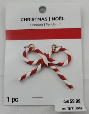 #ad Blue Moon Studio Christmas Noel Candy Cane Bow Pendant Charm New Jewelry $7.95