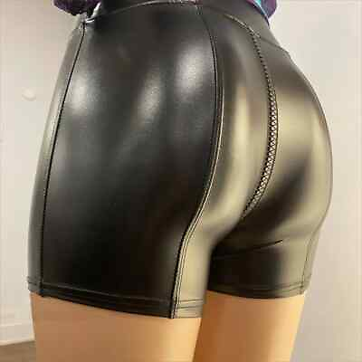 #ad Faux PU Leather Biker Shorts Women High Waist Sexy Zipper Bodycon Hot Pants $22.80