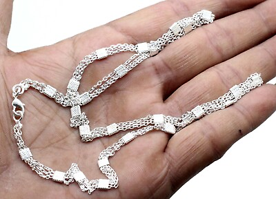#ad 925 Sterling Silver Handmade Jewelry Beautiful Adorable Chain Necklace S 20 22quot; $16.99