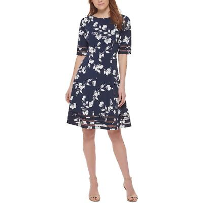 #ad Jessica Howard Womens Mesh Mini Floral Print Fit amp; Flare Dress Petites BHFO 9978 $30.99