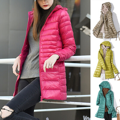 #ad Winter Women Packable Ultralight Long Down Hooded Jacket Puffer Parka Coats $33.81