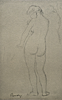 #ad Auguste Renoir: Model Naked de Dos Engraving Signed 1952 On Vellum $169.24