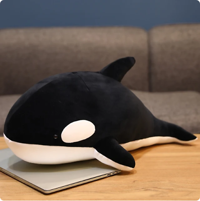 #ad 100cm Giant Plush Killer Whale Toys Creative Long Sleeping Pillow Stuffed Black AU $115.00