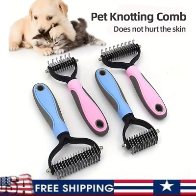 #ad Professional Pet Grooming Tool 2 Sided Undercoat Dog Cat Shedding Comb Brush Pet $5.96