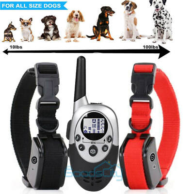2x Dog Shock Training Collar Rechargeable Remote Control Waterproof 1000 Yards $15.99