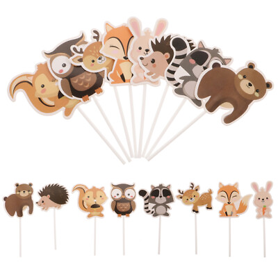 #ad Woodland Baby Shower Cupcake Toppers 24 Forest Animal Picks KN $9.99