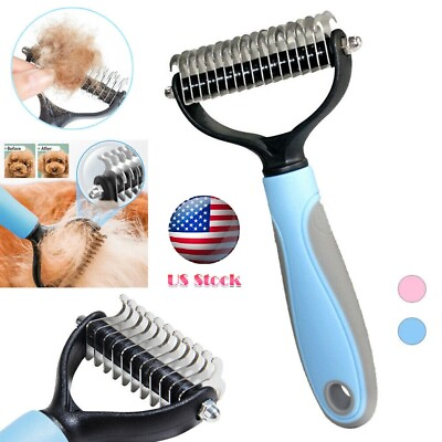 #ad Pet Hair Removal Comb for Dogs Cat Double sided Detangler Dematting Pet Brush $6.80