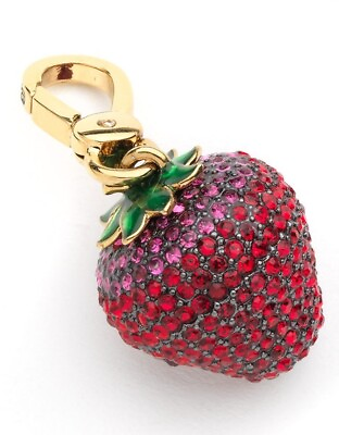 #ad Rare JUICY COUTURE Large Strawberry Charm PAVE Crystals Enamel NEW n Box RETIRED $99.99