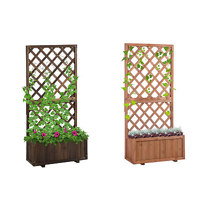 #ad Wooden Raised Garden Bed Raised Planter Box Planter with Trellis $89.99