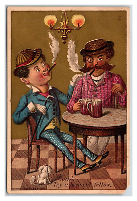#ad EB Duval Trade Card Victorian Alcohol Drunk amp; smoking w DOG at pub $5.99