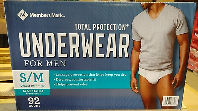 #ad Member#x27;s Mark Total Protection Underwear for Men Small Medium 92 Count $32.00