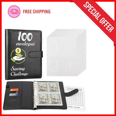 #ad 100 Envelopes Money Saving Challenge with Reusable Tracker Envelope Savings USA $11.33