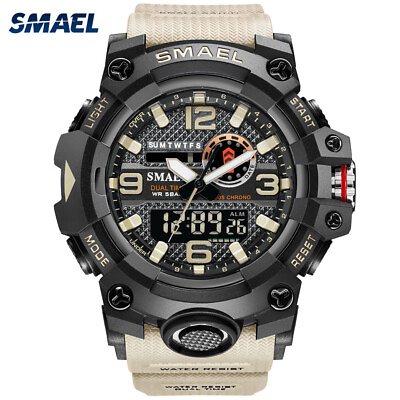 #ad SMAEL Men Military Watch LED Sport Digital Wristwatch Dual Display Alarm Watches $12.67