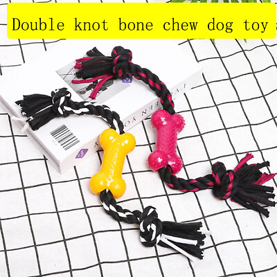 #ad Double Knot Bone Dog Toy Teeth Cleaning Chew For Small Medium Large Dogs $9.95