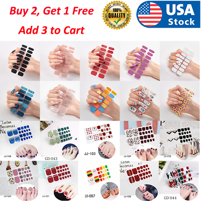 #ad Full Size Nail Wraps Stickers Polish Toe Manicure Art Self Stick Decor 3D Decals $1.65