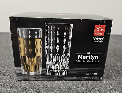 #ad RCR Crystal Highball Glasses Set Cut Glass Cocktail Tumblers Marilyn 350ml $49.95