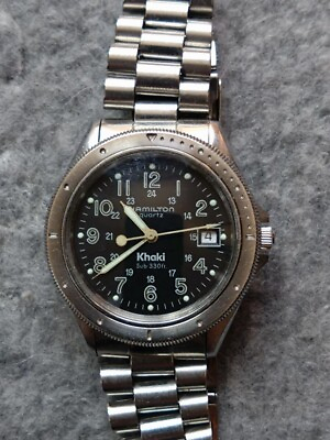 #ad Hamilton 9859 Khaki 330ft Watch Mens Quartz Stainless Steel Black Dial 39mm #299 $259.99