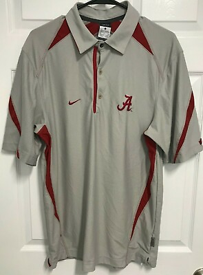 #ad ALABAMA CRIMSON TIDE Men Gray NCAA Short Sleeve Dri Fit Golf Polo Shirt S Nike $9.99