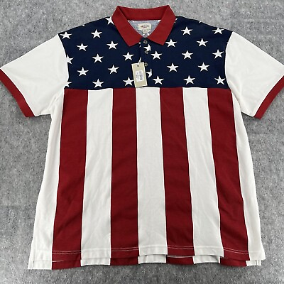 #ad American Legacy Mens USA American Flag Patriotic Polo Shirt Size XXL NEW $17.99