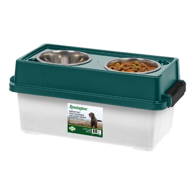 #ad Medium Elevated Dog Food Bowl with Airtight Pet Food Storage Container Green $31.73