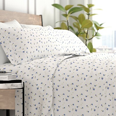 #ad Kaycie Gray Fashion 4 Piece Ultra Soft 100% Microfiber Soft Floral Bed Sheet Set $28.55