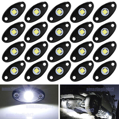 #ad 20X White LED Rock Lights Underbody Trail Rig Glow for Offroad Ford Pickup Jeep $68.14