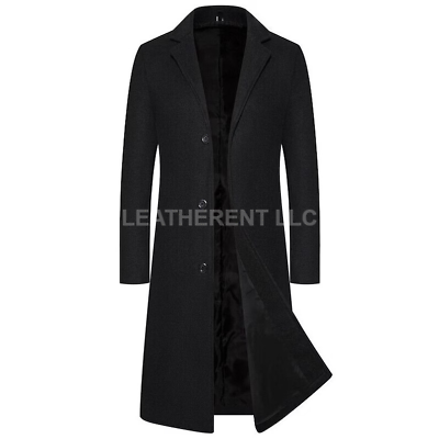 #ad Mens Winter Warm Formal Trench Coat Long Smart Work Tops Outwear Overcoat $152.99