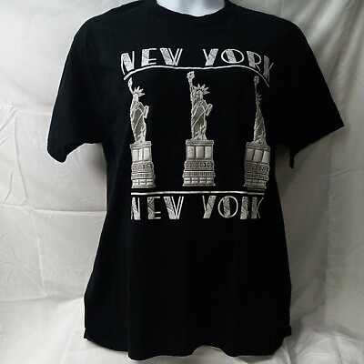 #ad Vintage Black New York Statue Of Liberty Late 1990s Destination Tee Shirt EUC $23.96
