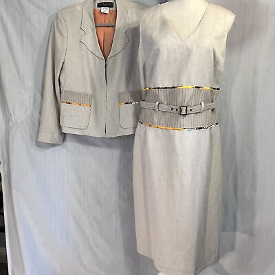 #ad Harve Bernard By Harvey Holtzman Vintage Cotton Linen Mid Length Dress Suit 10 $29.00
