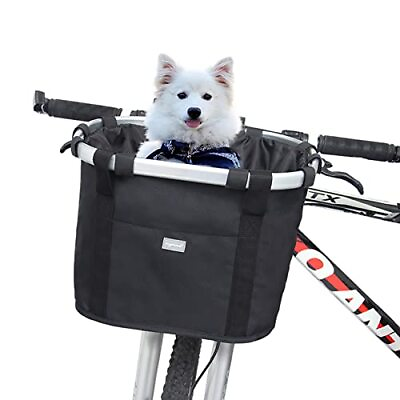 #ad Bicycle Basket Dog Bike Handlebar Basket FrontFolding Detachable Quick Black $42.52