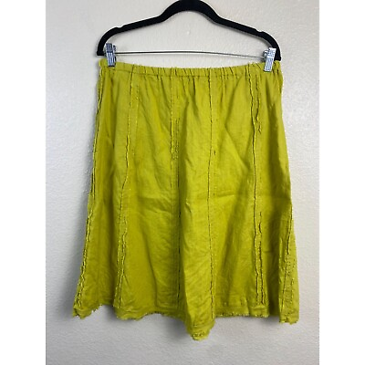 #ad Soft Sorroundings Linen Skirt size Medium Green Vacation Lagenlook Beach $28.00