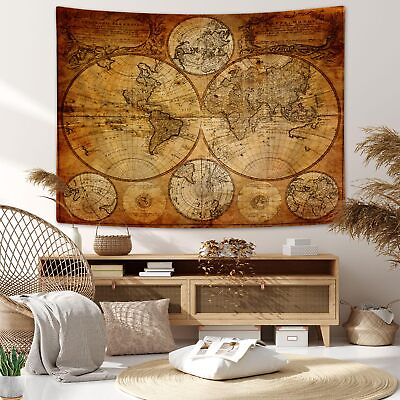 #ad Moyrisou Old World Map Tapestry Wall Hanging for Guys Vintage Pirate Map Wall D $18.49