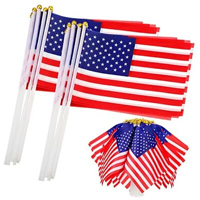 #ad 300 Pcs Small American Flags on Stick Plastic 4th of July USA Flag 5.5 x 8.3 $76.45