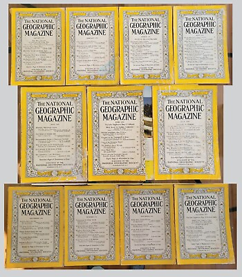 #ad 1954 National Geographic Magazines 11 issues missing Aug with 6 Coca Cola Ads $22.00