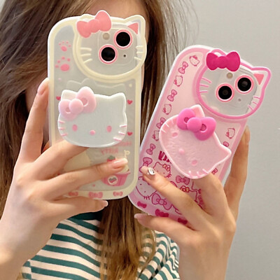 For iPhone 14 Pro Max 13 12 11 XS XR 78 Cute Hello Kitty Phone Holder Case Cover $9.99