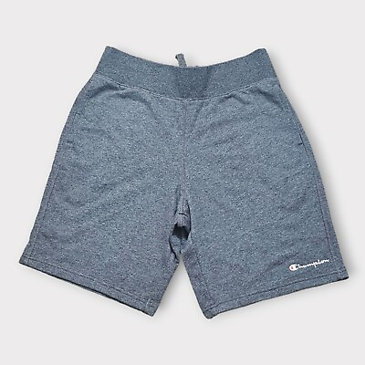 #ad Champion Men French Terry Large Dark Grey Sweat Shorts Drawstring Pockets Logo $24.99