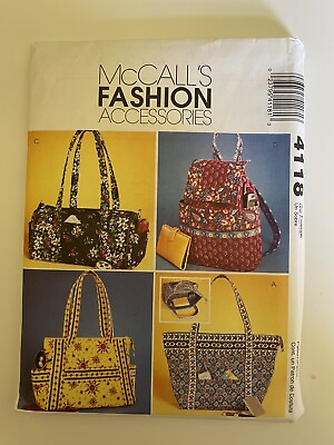 #ad McCall Pattern #4118 One Size Misses Quilted Handbags Fashion Accessories Uncut $10.99