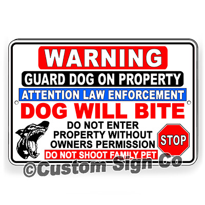 #ad Beware of Dog Sign No Trespassing Guard Dog on Duty Sign Dogs Will Bite Attack $15.68