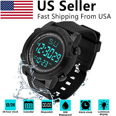 #ad Mens Waterproof Digital Sports Watch Military Tactical LED Backlight Wristwatch $6.99