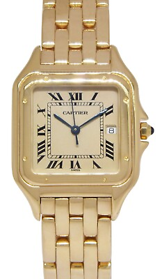 #ad Cartier Panthere Large 18k Yellow Gold Ivory Roman Dial Quartz Watch W25014B9 $14500.00