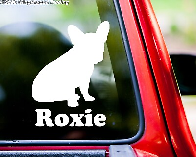 #ad French Bulldog with Personalized Name Vinyl Decal Frenchy Dog Puppy Sitting $6.99