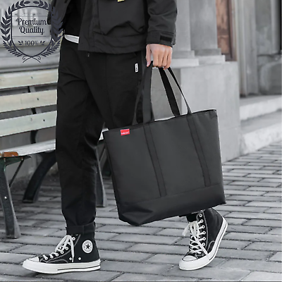 #ad Mens Waterproof Tote Bag Casual Outdoor Travel Fashion Large Shoulder Black Pack AU $38.95