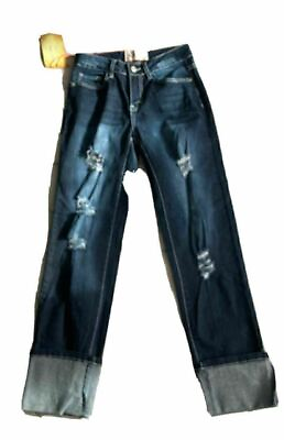 #ad Lamp;B Jeans 4 Lucky Blessed Destroyed Equestrian Cowgirl Distressed Rolled Cuff $29.40