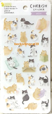 #ad MIND WAVE Cherish Neko Sticker Animal Calico Cat Kitty Kitten Gift MADE IN JAPAN $5.00
