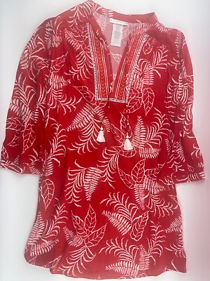 #ad La Blanca Size XS Red Tapestry Cover Up Tunic New Without tags LB3ZB57 $23.99