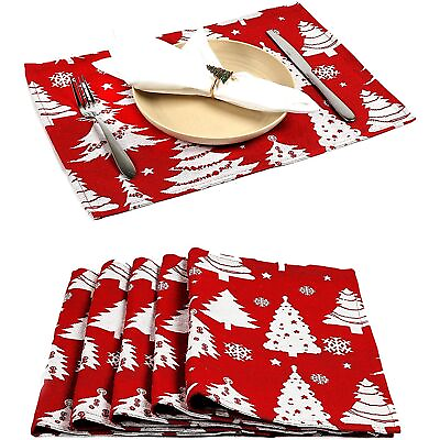 #ad Set of 6 Christmas Tree Placemats for Holiday Party Dining Table Décor 7.5x13quot; $13.39